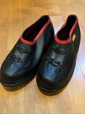 Ranger by Honeywell Black Waterproof Slip-On Shoes with Red Trim in 12
